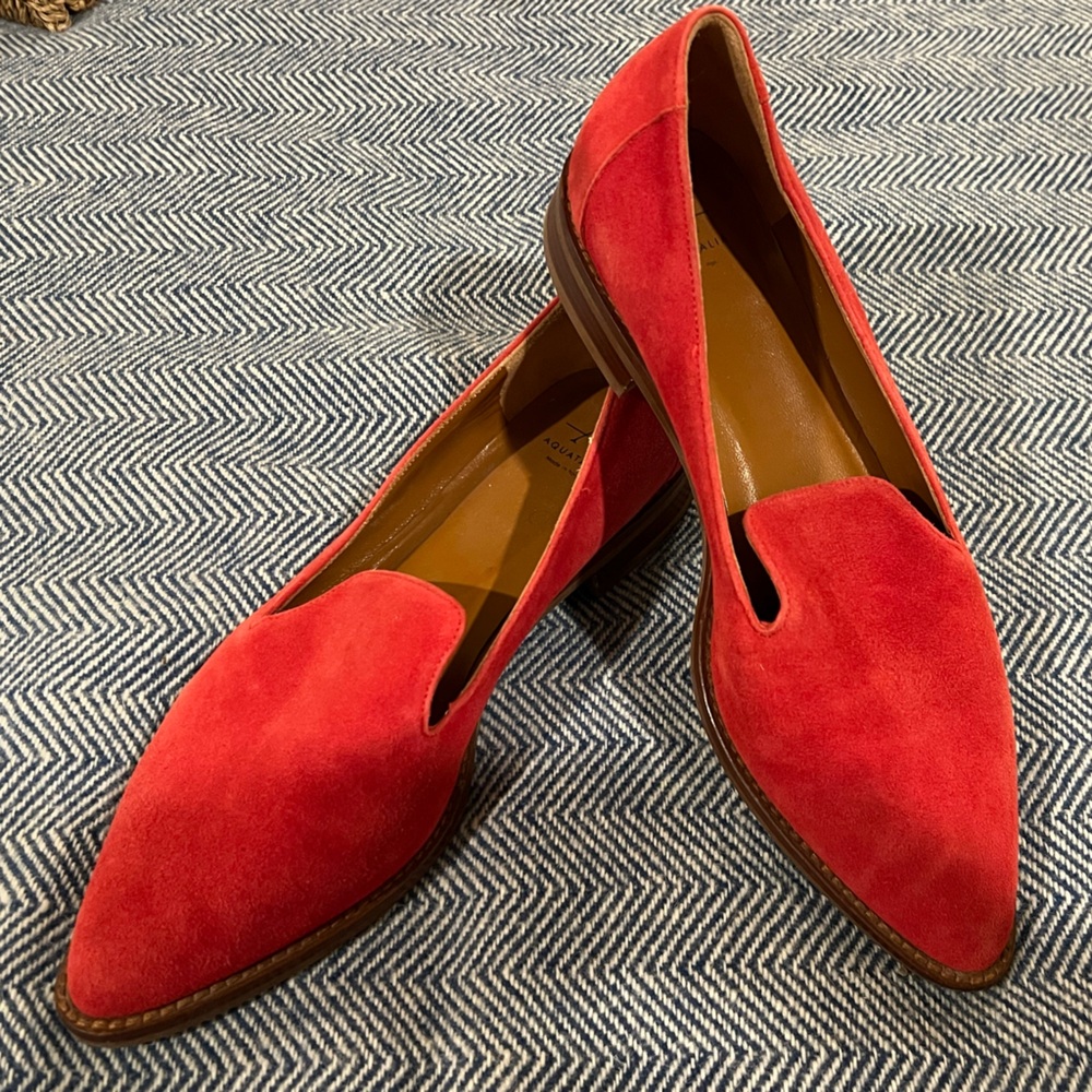 Aquaitalia red suede loafers size 7.5 US